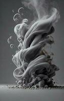 éclaboussure de gris fumée dans le style de précisionniste art, isolé foncé Contexte. ai génératif photo