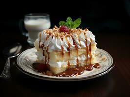 ai généré sucré savoureux délicieux crème gâteau photo