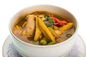 soupe thaï épicée au poulet et au maïs photo