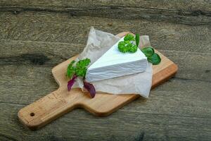 Brie fromage sur en bois Contexte photo