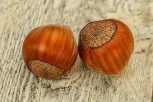 deux noisettes entières mûres et savoureuses photo