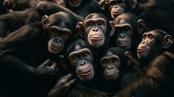 une groupe de singes ai généré photo