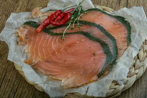 tranches de saumon à l'aneth photo