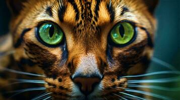 proche en haut de une chats visage ai généré photo