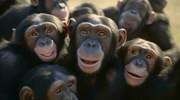 une groupe de singes ai généré photo