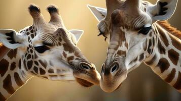 girafes à la recherche à chaque autre ai généré photo