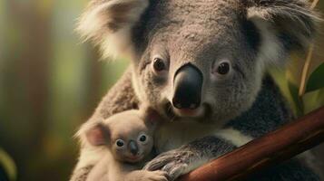 une koala ours en portant une bébé koala ai généré photo