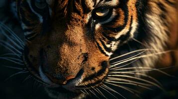 une tigre avec ses bouche ouvert ai généré photo