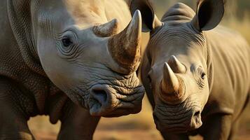 une groupe de rhinocéros ai généré photo