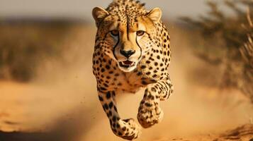 une léopard fonctionnement dans le sauvage ai généré photo