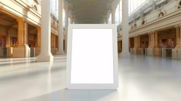 une blanc carré dans une bâtiment ai généré photo