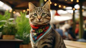 une chat portant une chandail ai généré photo