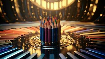 une groupe de des stylos dans une verre Cas ai généré photo