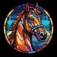 une coloré cheval coloré verre fenêtre illustration conception photo