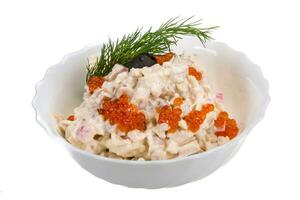 Fruit de mer salade isolé sur blanc Contexte photo