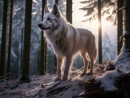 chien pendant une hiver marcher ai génératif photo