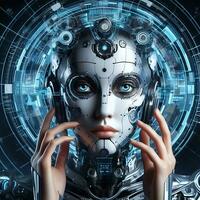 futuriste La technologie dans le monde de artificiel intelligence et la robotique ai génératif photo