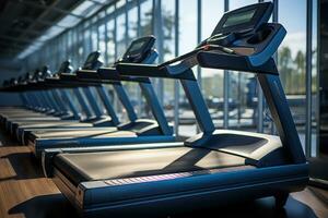 tapis roulant dans salle de sport. des sports entraînement. génératif ai photo