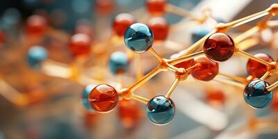 génératif ai, abstrait moléculaire forme, Célibataire aminé acide molécule. chimie médicament éducation photo