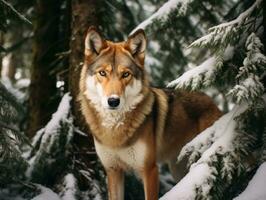 chien pendant une hiver marcher ai génératif photo