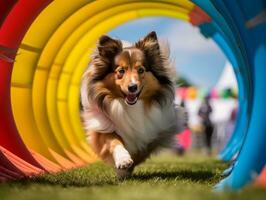 fougueux chien courses par un agilité cours ai génératif photo