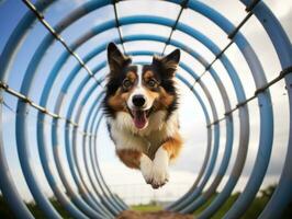 fougueux chien courses par un agilité cours ai génératif photo