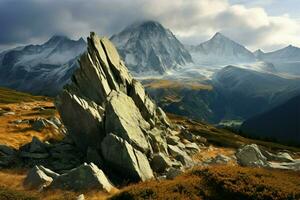 majestueux montagnes forme une étourdissant et expansif Naturel paysage ai généré photo