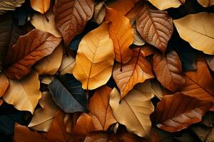 déchue feuilles astucieusement forme une chaud, texte amical Naturel modèle ai généré photo