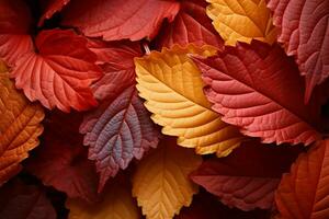 Nord Ouest écoles or et cramoisi palette dans l'automne feuilles détail ai généré photo