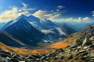 haute altitude vues révéler le admiration inspirant séduire de Montagne paysages ai généré photo