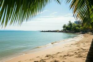 serein Pattaya, Thaïlande, où paume des arbres Cadre le tropical plage ai généré photo