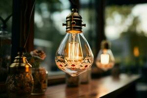 magnifiquement conçu lampe décor crée une chaud et attrayant ambiance ai généré photo