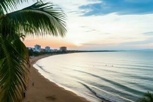 vibrant Pattaya, Thaïlande, où luxuriant paumes orner le tropical littoral ai généré photo