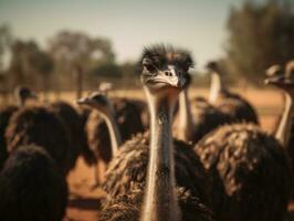 autruche oiseau portrait établi avec ai généré photo