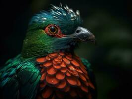 quetzal oiseau portrait ai généré photo