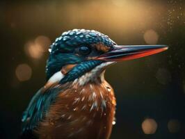 martin-pêcheur oiseau portrait ai généré photo