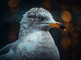 mouette oiseau portrait ai généré photo