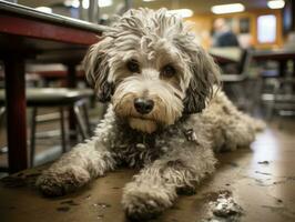 serein chien profiter une massage à une animal de compagnie spa ai génératif photo