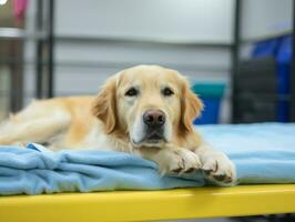 serein chien profiter une massage à une animal de compagnie spa ai génératif photo