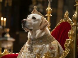 royal chien avec une royal position dans une Royal réglage ai génératif photo