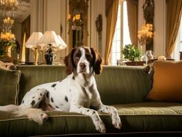 royal chien avec une royal position dans une Royal réglage ai génératif photo