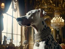royal chien avec une royal position dans une Royal réglage ai génératif photo