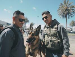 fier un service chien assistant ses propriétaire avec une invalidité ai génératif photo