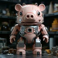 3d dessin animé robot porc photo