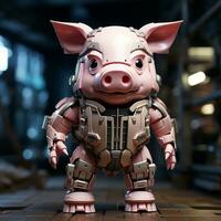 3d dessin animé robot porc photo