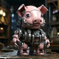 3d dessin animé robot porc photo