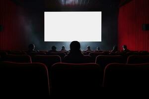 gens regarder une film à le cinéma. génératif ai photo