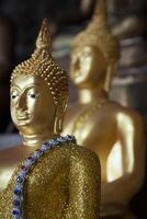 Statues de Bouddha sur le temple de la grotte du tigre près de Krabi, Thaïlande photo