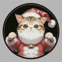 mignonne chibi Neko chat portant Noël costume comme Père Noël claus anime style photo