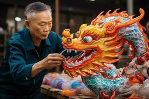 ballon artistes artisanat dragon en forme de dessins pour Nouveau année rue les performances photo